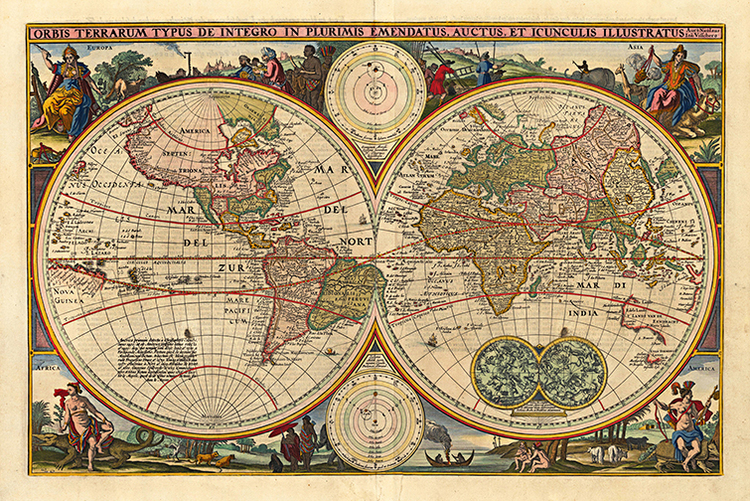 MAWO-62++World+Map+1670++Antique+Framed+Maps